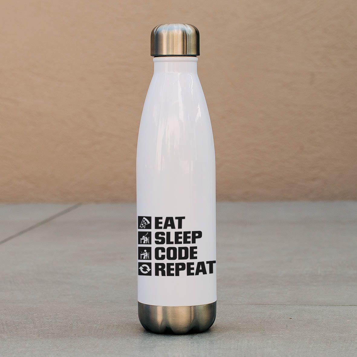 Eat, Sleep, Code, Repeat - Μπουκάλι Θερμός 500ml - Λευκό