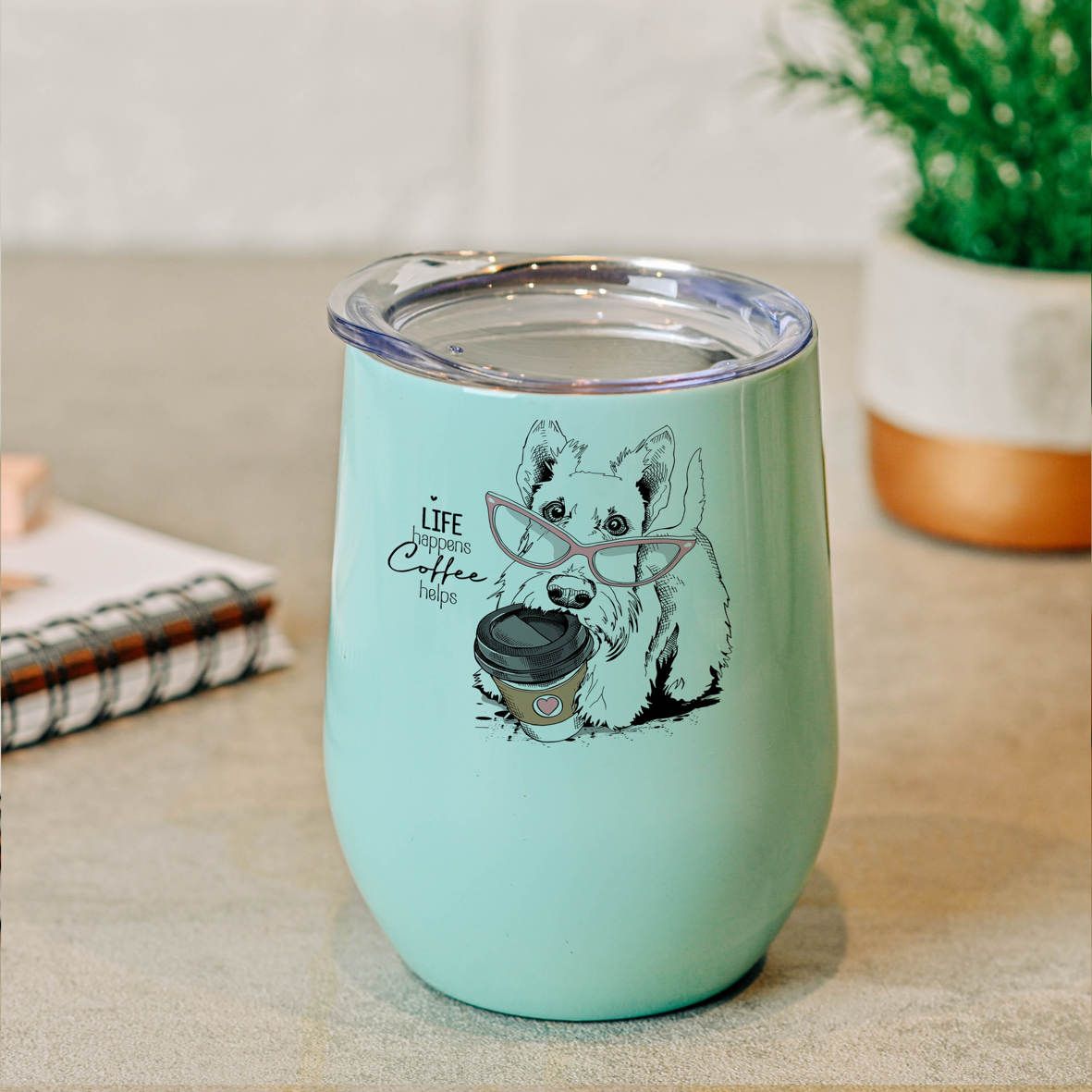 Life Happens Coffee Helps - Κούπα Θερμός 355ml - Μέντα