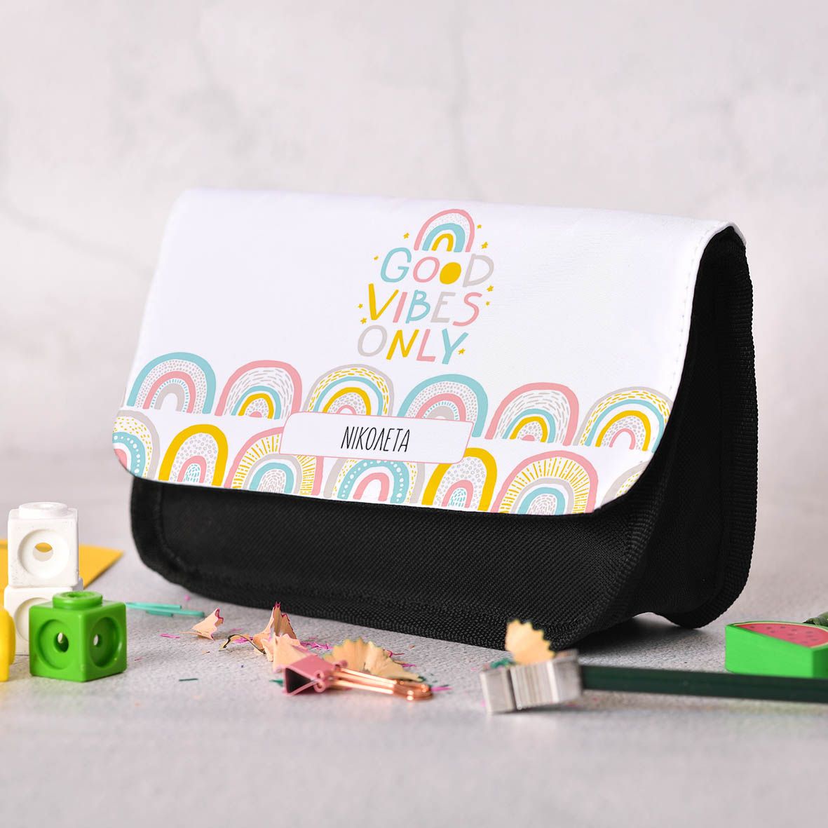 Rainbow - Κασετίνα Υφασμάτινη - Μαύρο