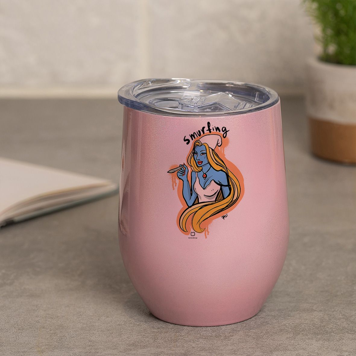 Smurfing - Κούπα Θερμός 355ml - Ροζ