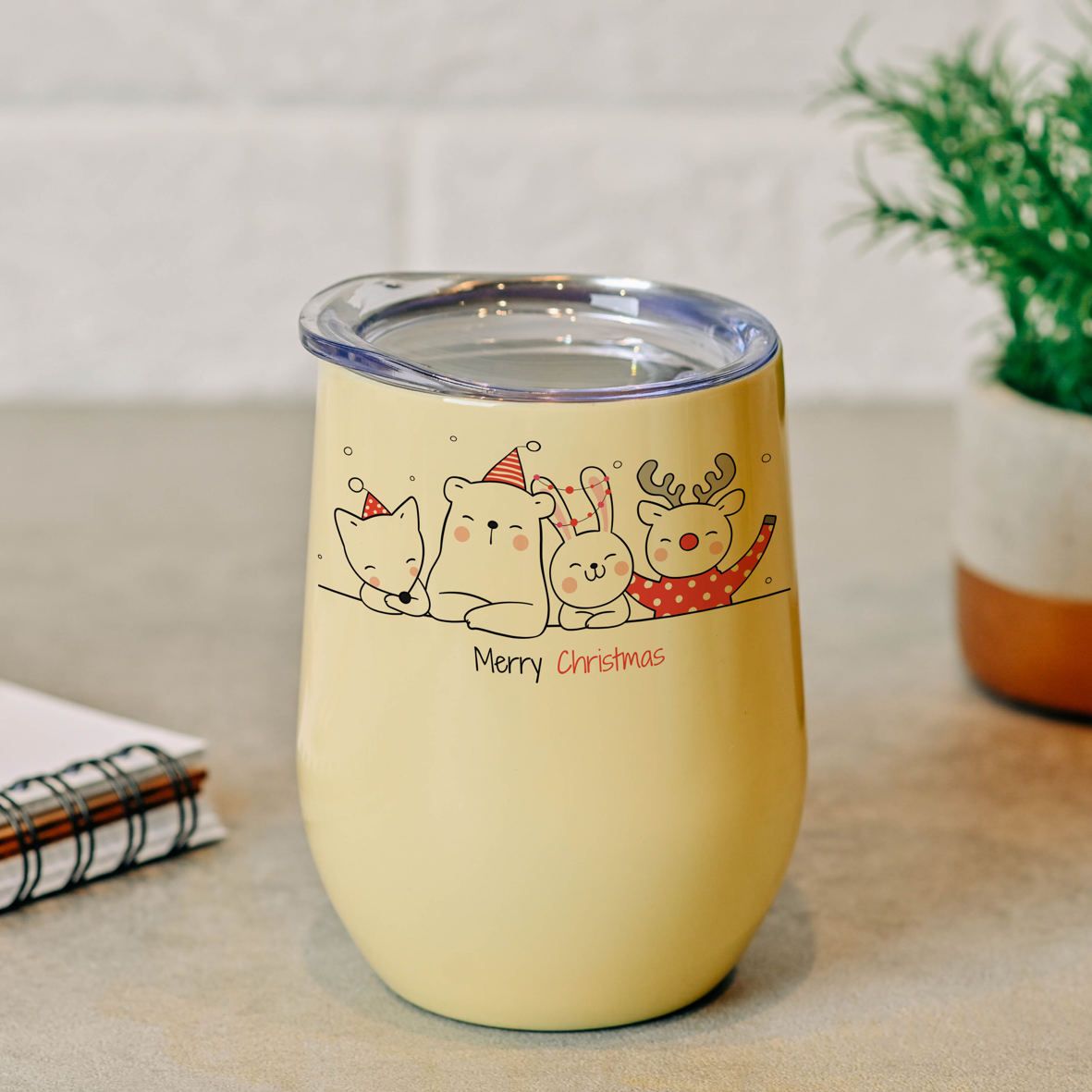 Xmas Animals - Κούπα Θερμός 355ml - Κίτρινο