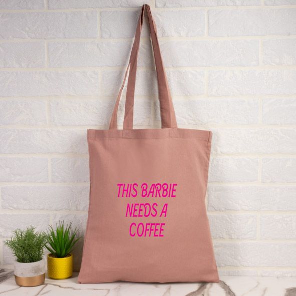 Barbie needs a coffee - Πάνινη τσάντα - Ροζ