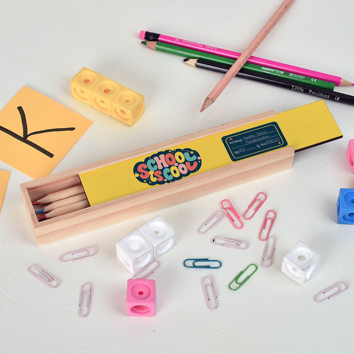 School is Cool - Κασετίνα Ξύλινη με Ξυλομπογιές