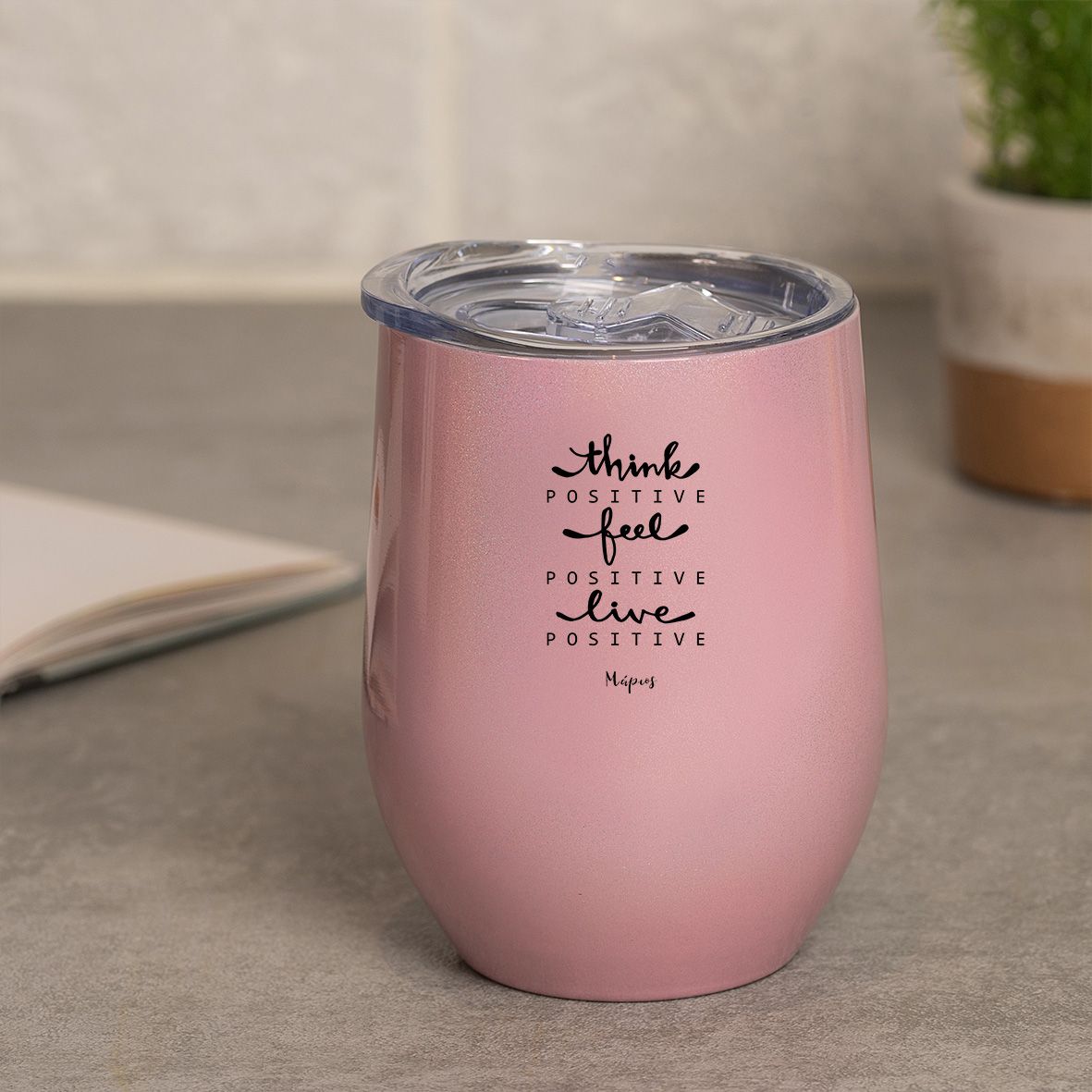 Think Positive - Κούπα Θερμός 355ml - Ροζ
