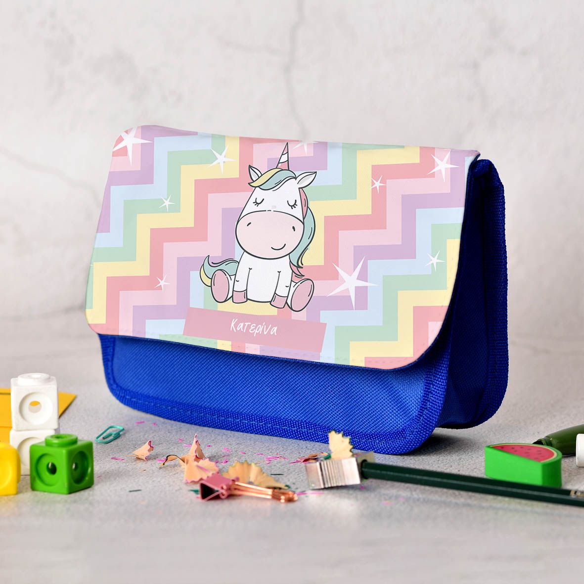 Unicorn - Κασετίνα Υφασμάτινη - Μπλε