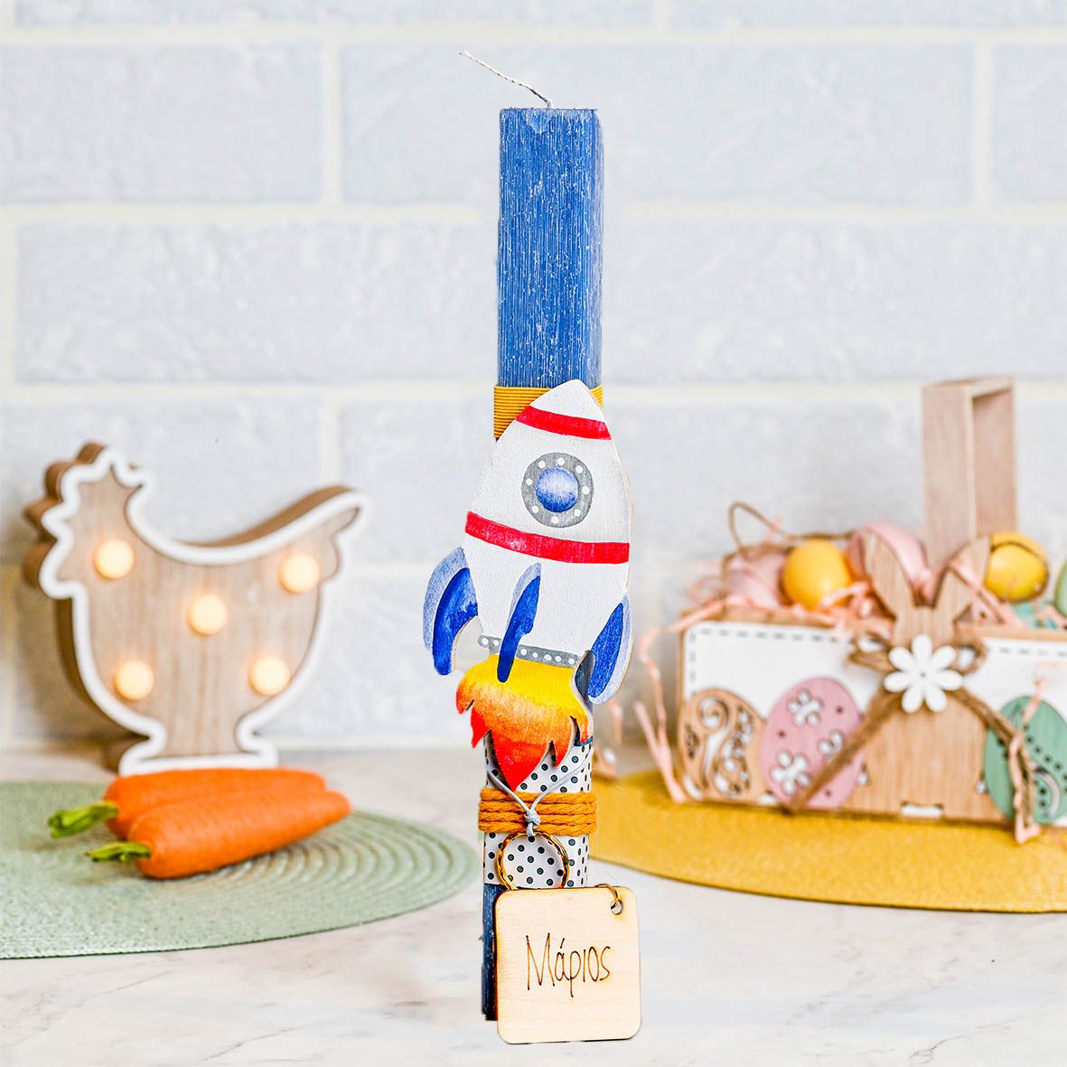 Πύραυλος - Λαμπάδα Χειροποίητη - Μπλε