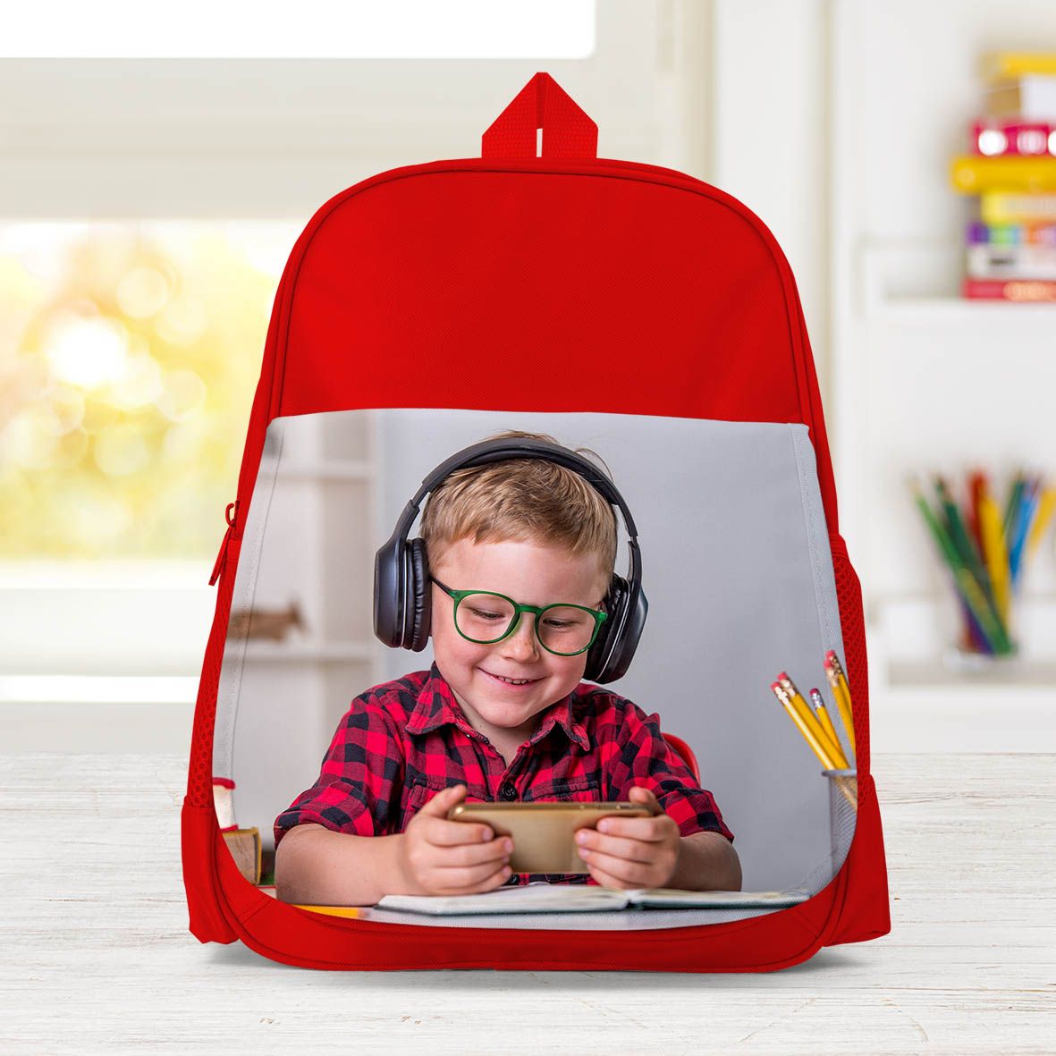 Photo Theme - Σχολική Τσάντα Μονόχρωμη - Κόκκινο