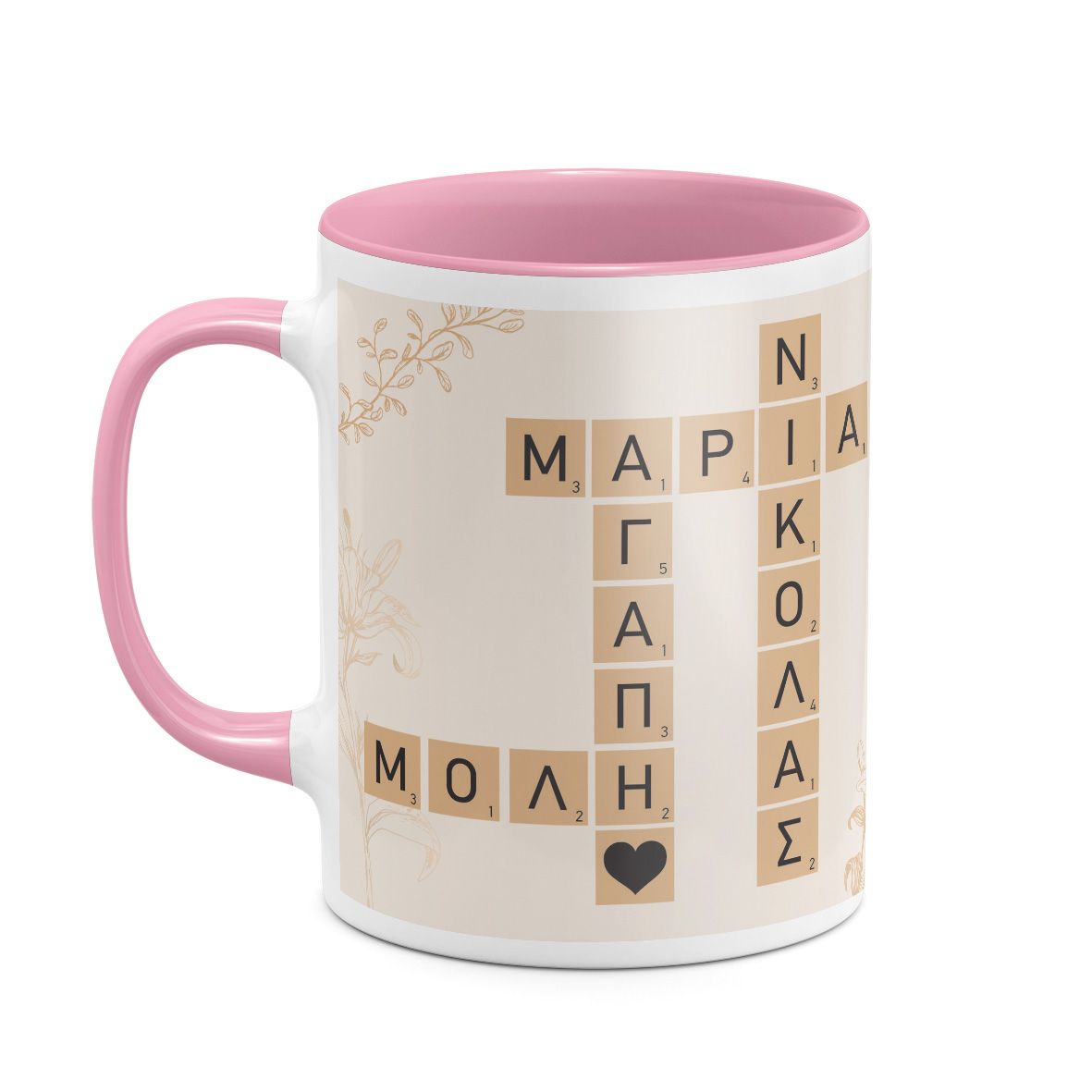 Floral - Κούπα MyScrabble - Ροζ