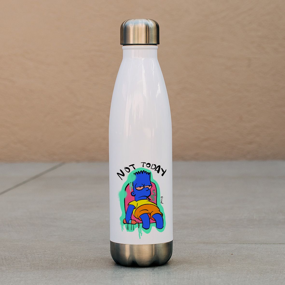 Not today - Μπουκάλι Θερμός 500ml - Λευκό