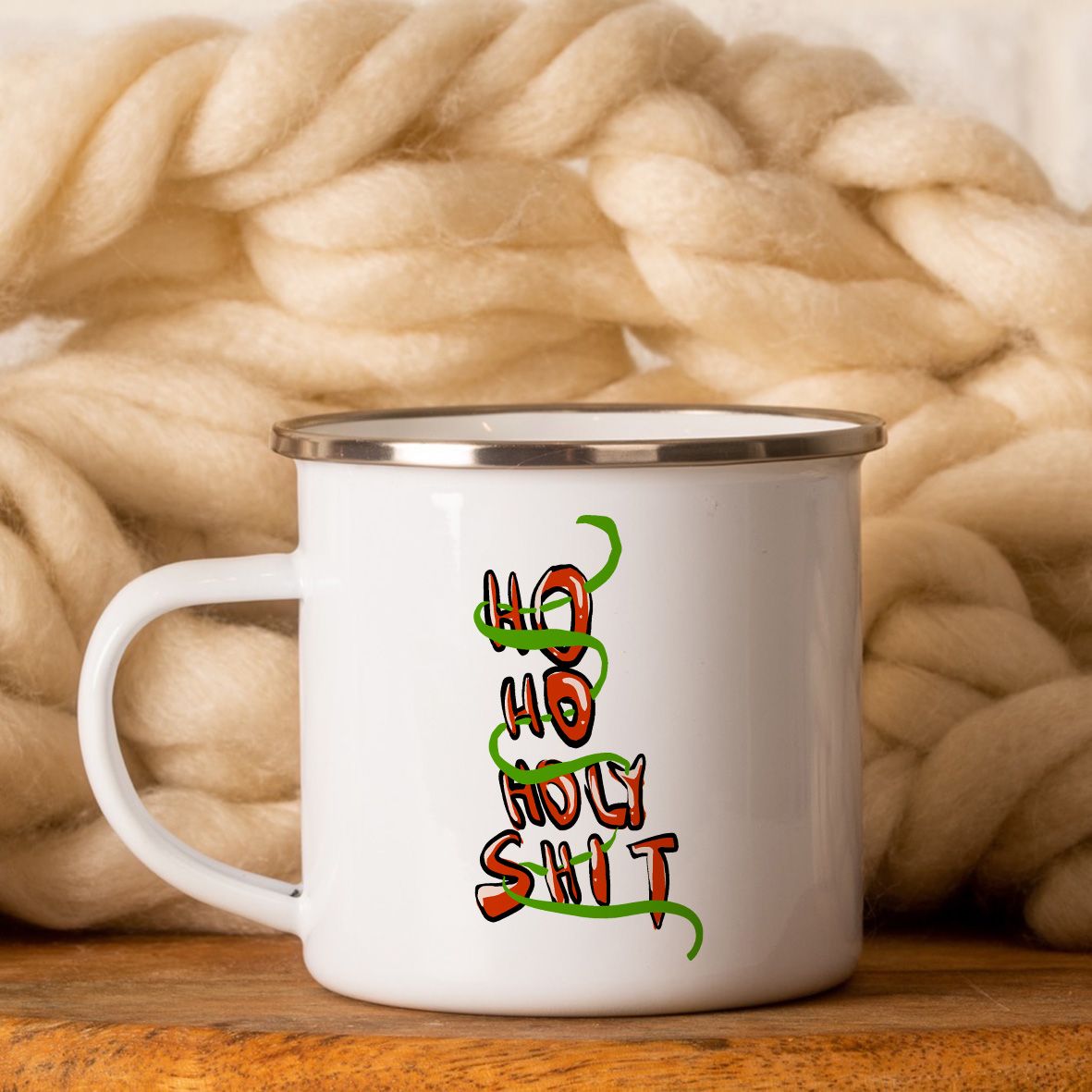 Holy Xmas -   Κούπα Vintage Eμαγιέ - Λευκό