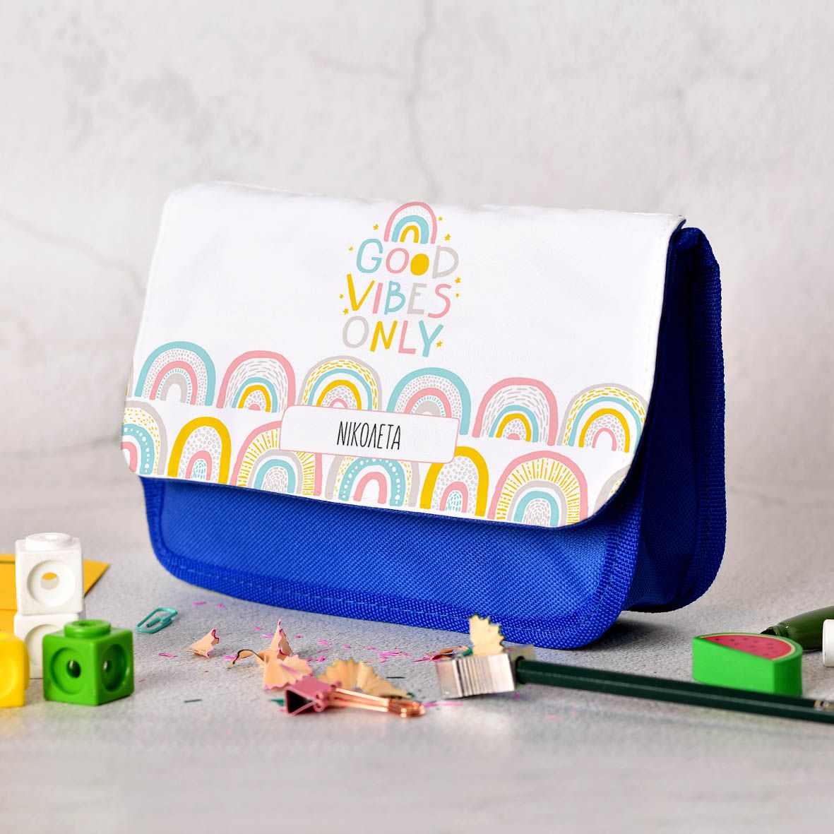 Rainbow - Κασετίνα Υφασμάτινη - Μπλε