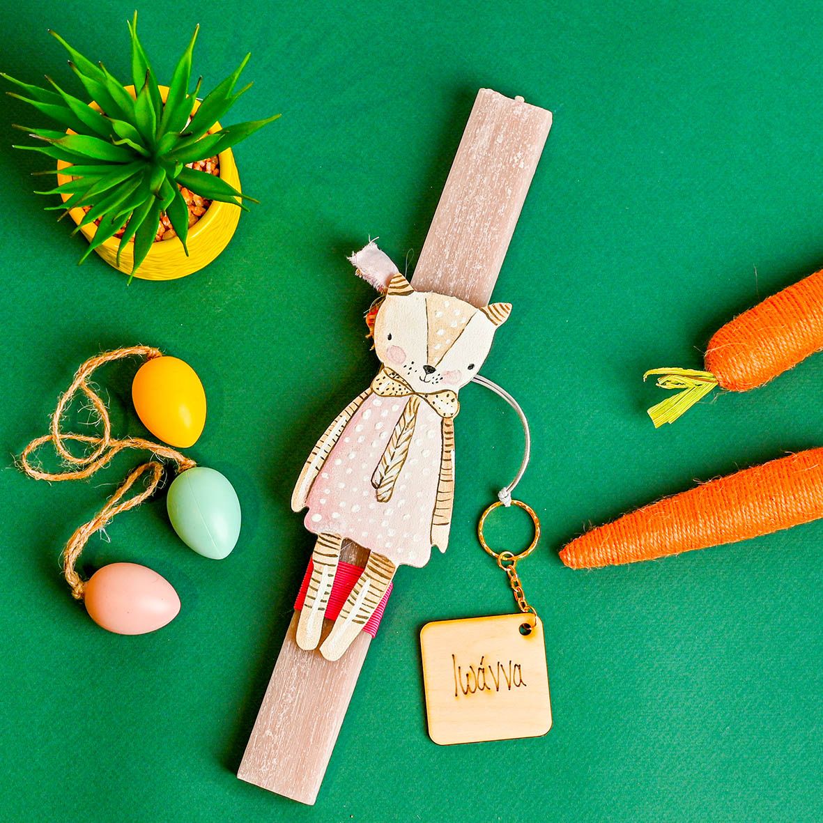 Αρκουδάκι - Λαμπάδα Χειροποίητη - Ροζ