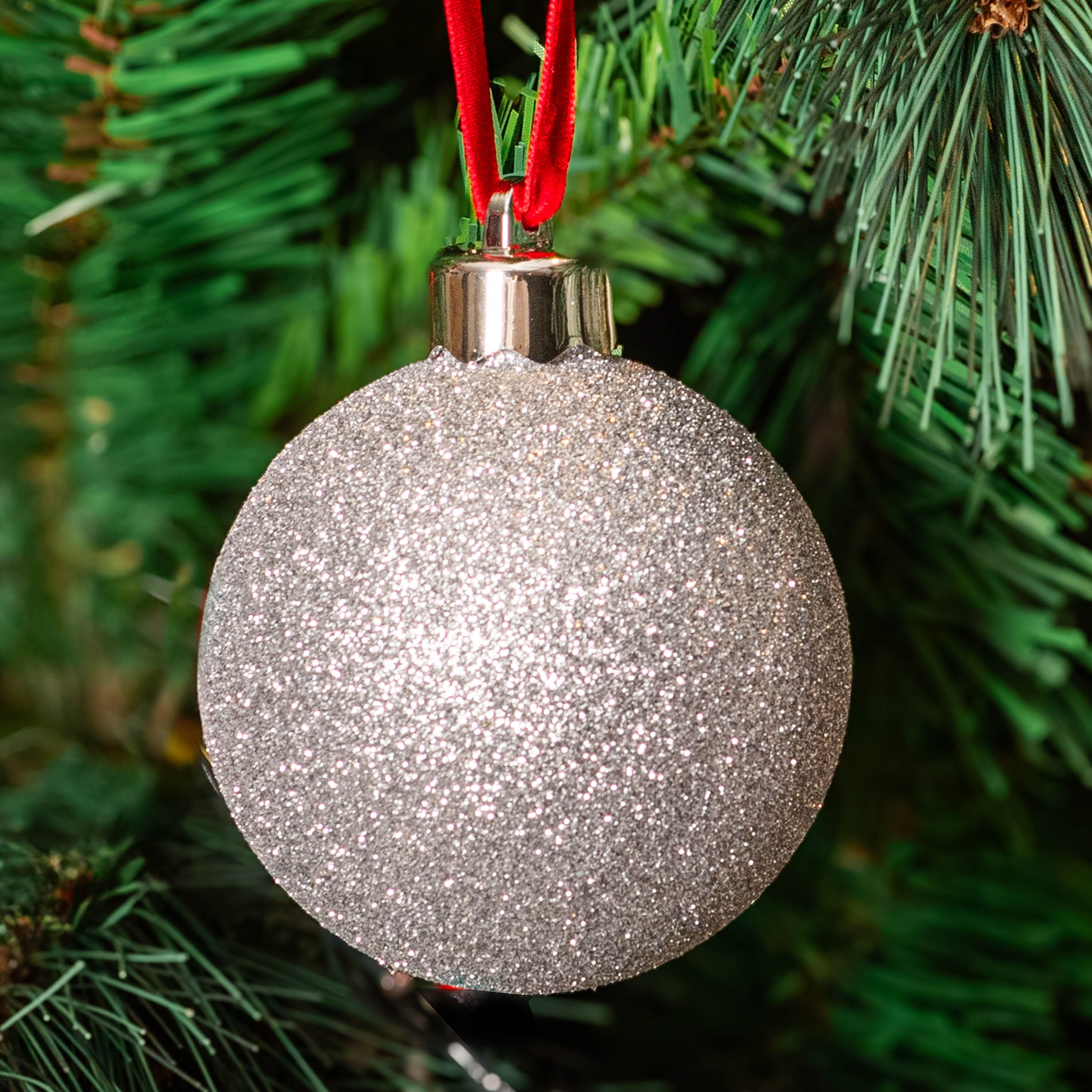 Ασημί Χριστουγεννιάτικη Μπάλα