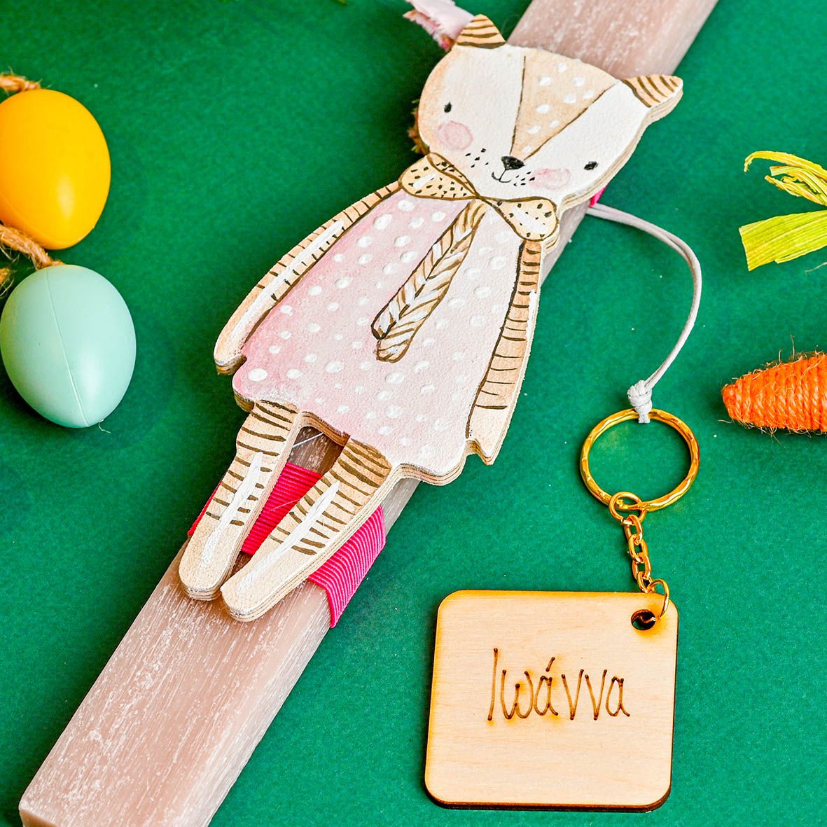 Αρκουδάκι - Λαμπάδα Χειροποίητη - Ροζ