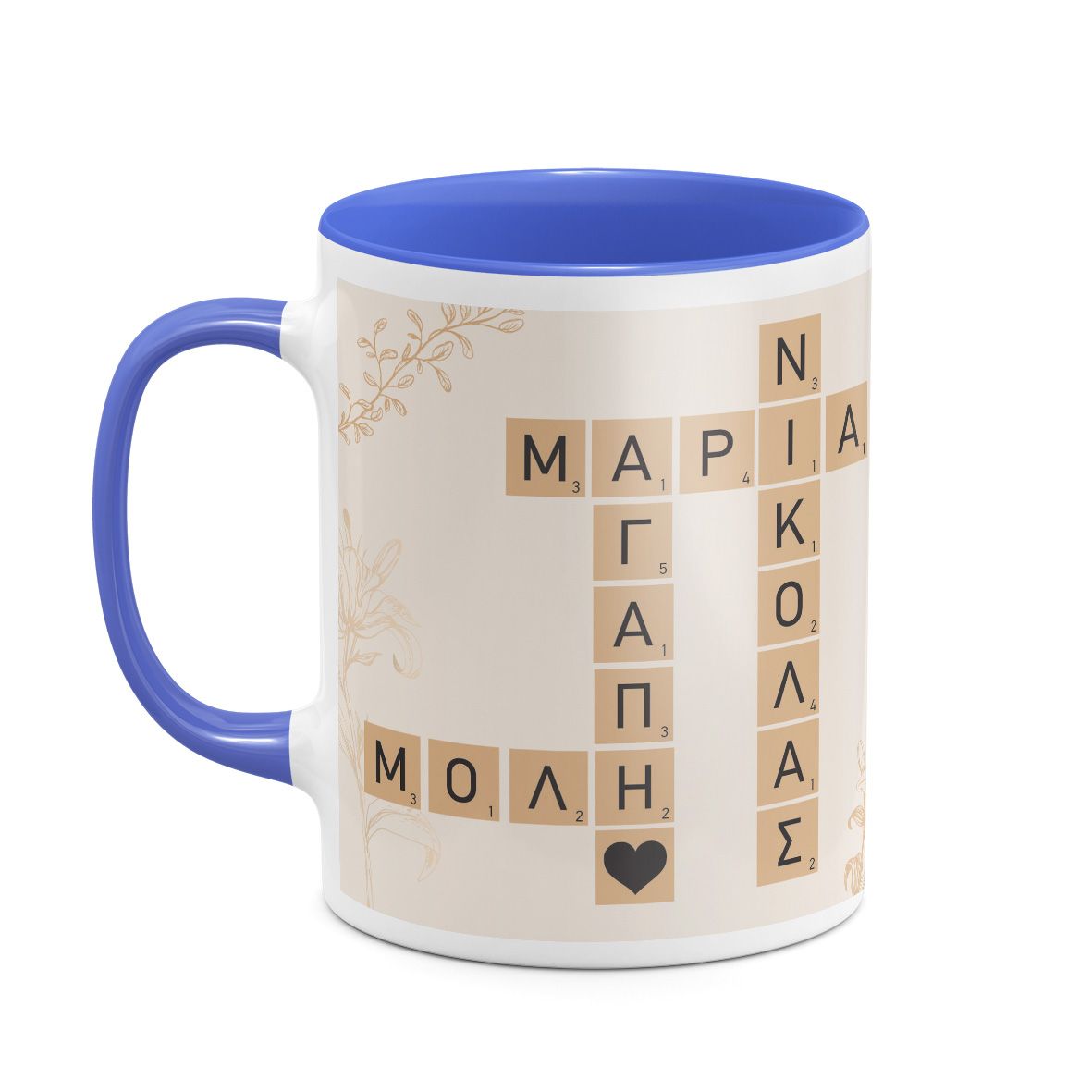Floral - Κούπα MyScrabble - Μπλε
