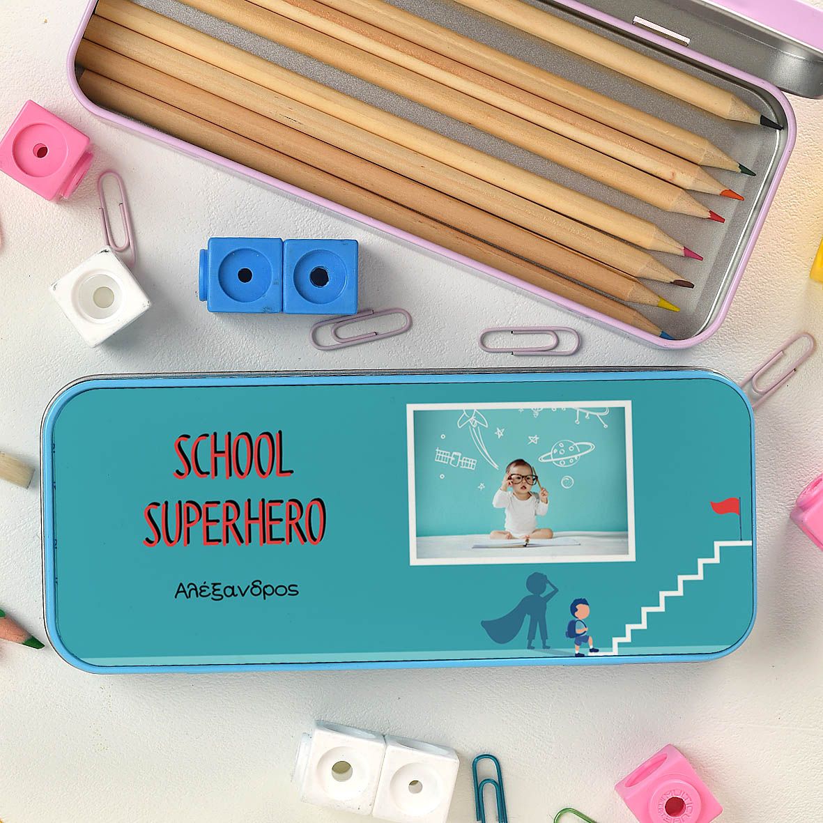 School Superhero - Κασετίνα Μεταλλική - Γαλάζιο