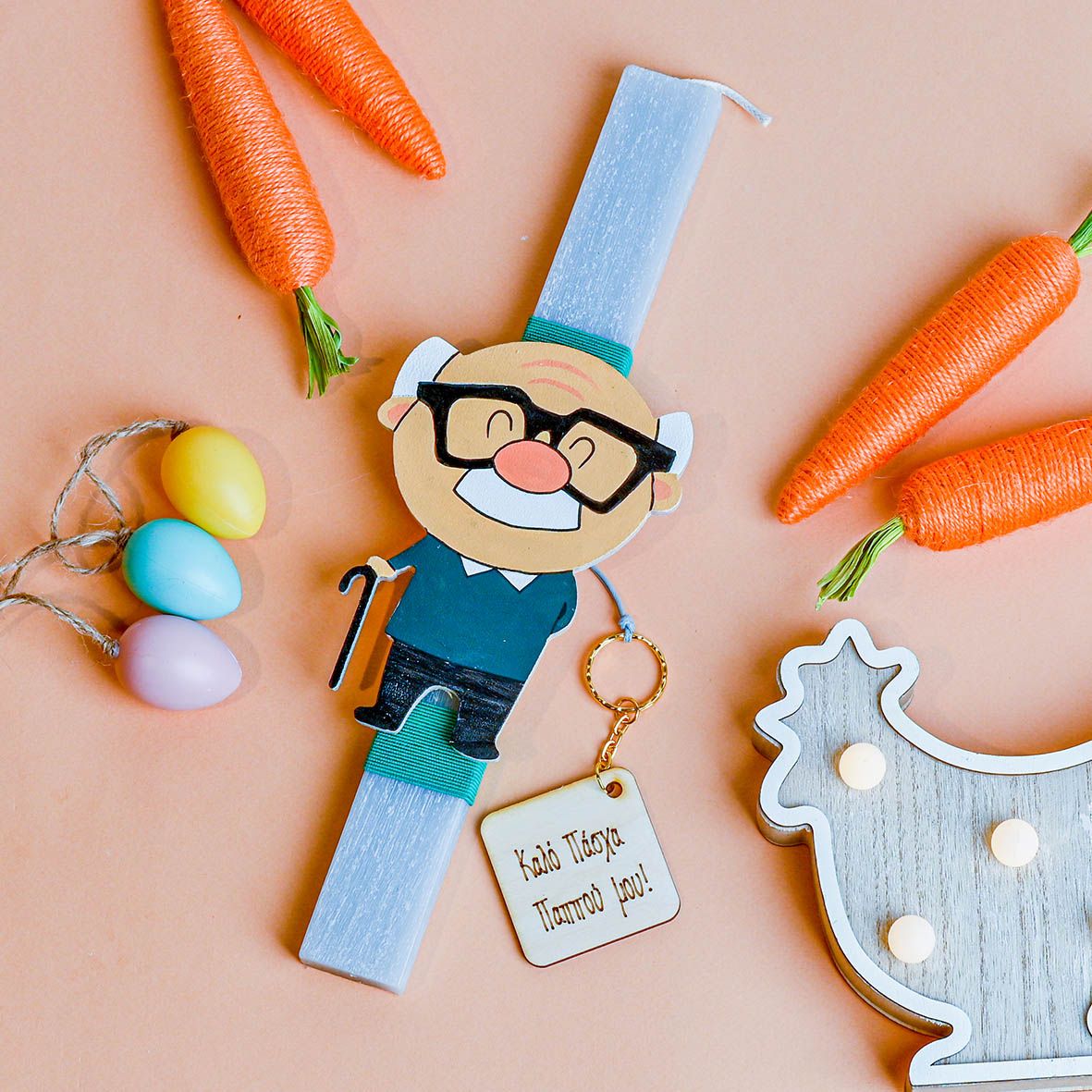 Παππούς - Λαμπάδα Χειροποίητη - Γκρι