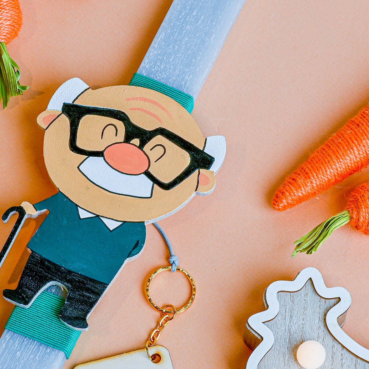 Παππούς - Λαμπάδα Χειροποίητη - Γκρι