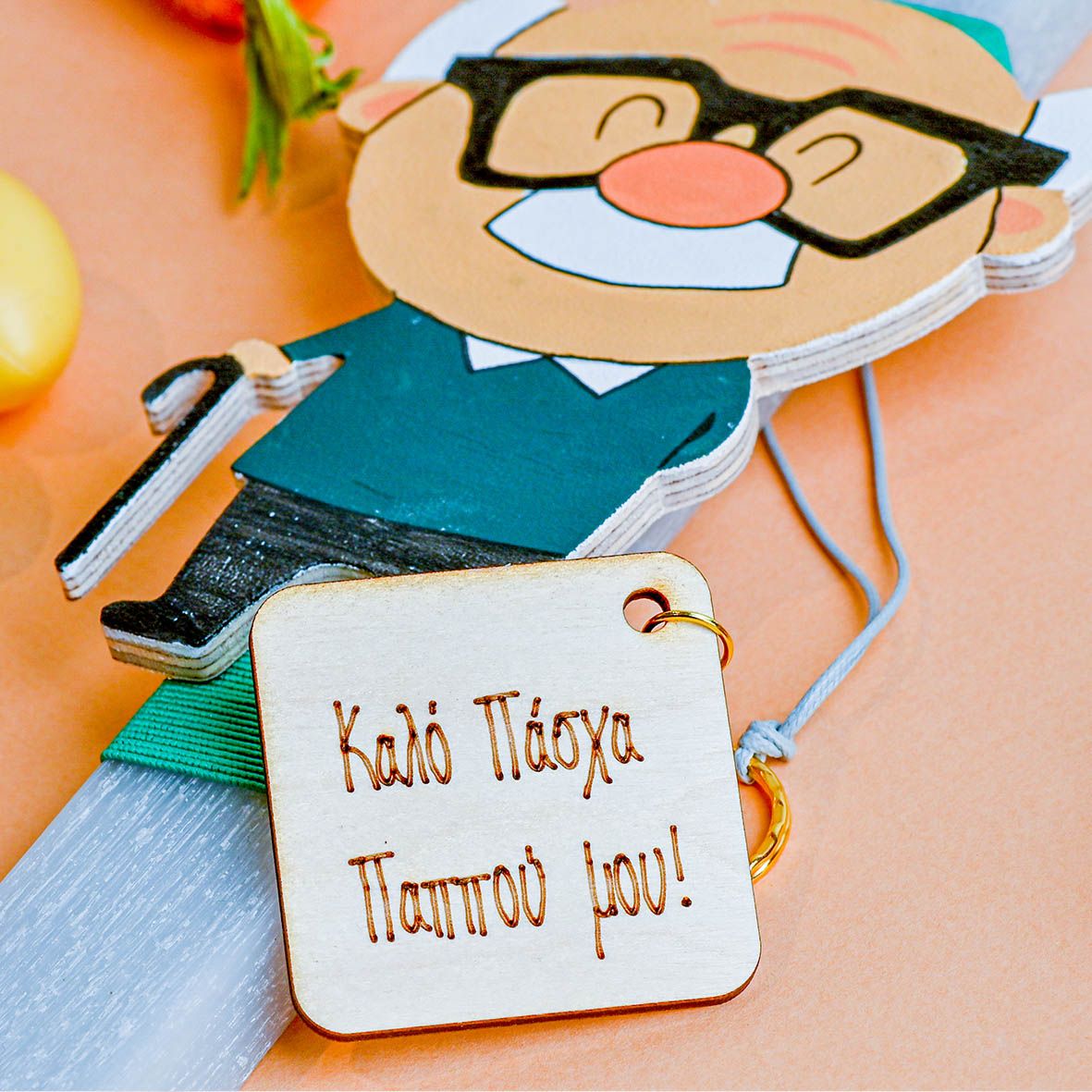 Παππούς - Λαμπάδα Χειροποίητη - Γκρι