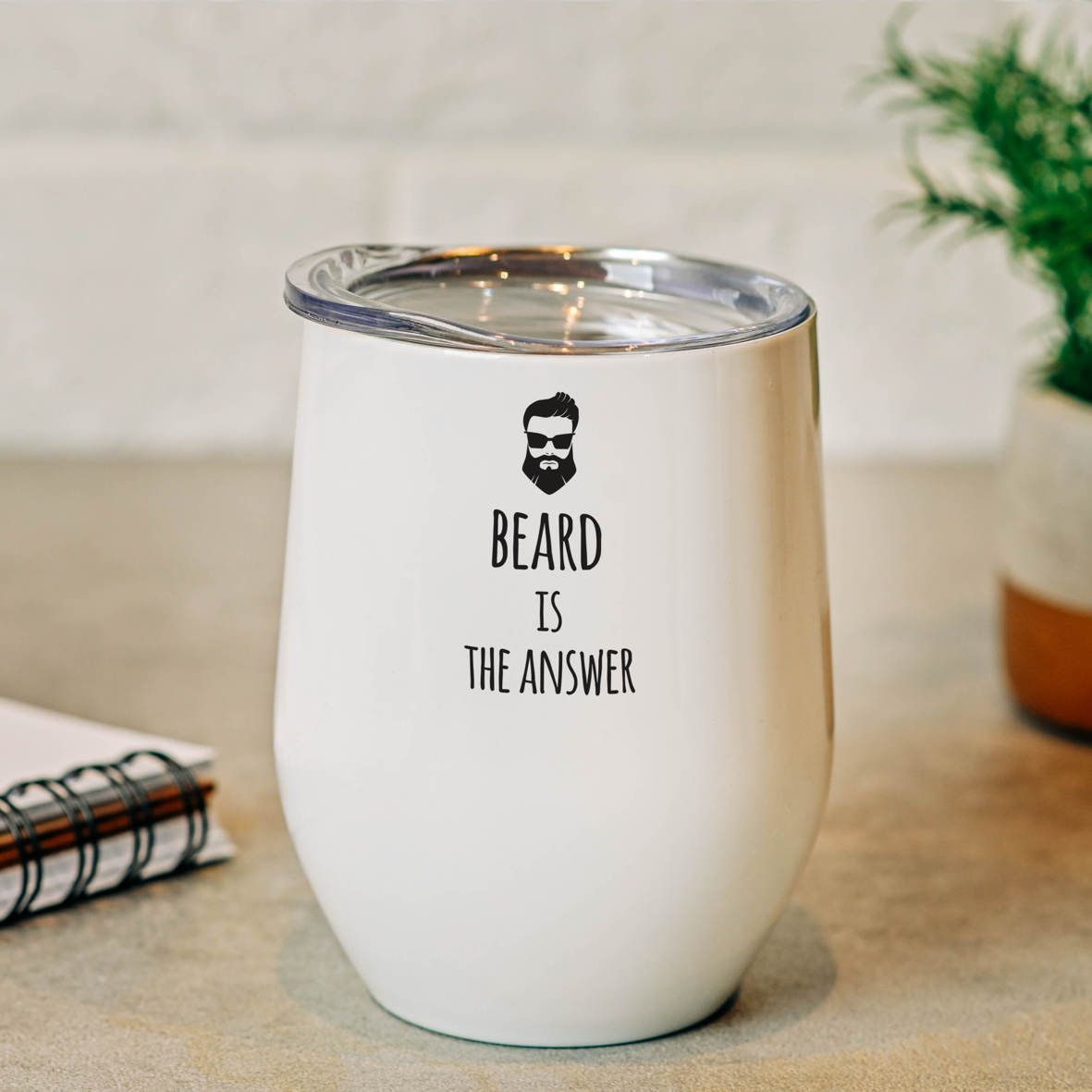 Beard Is The Answer - Κούπα Θερμός 355ml - Λευκό