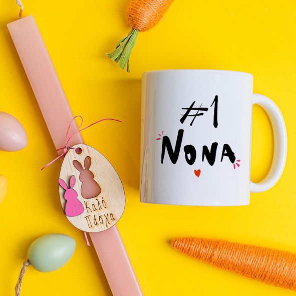 #1 Νονά - Λαμπάδα Με Κούπα - Κερί Ροζ