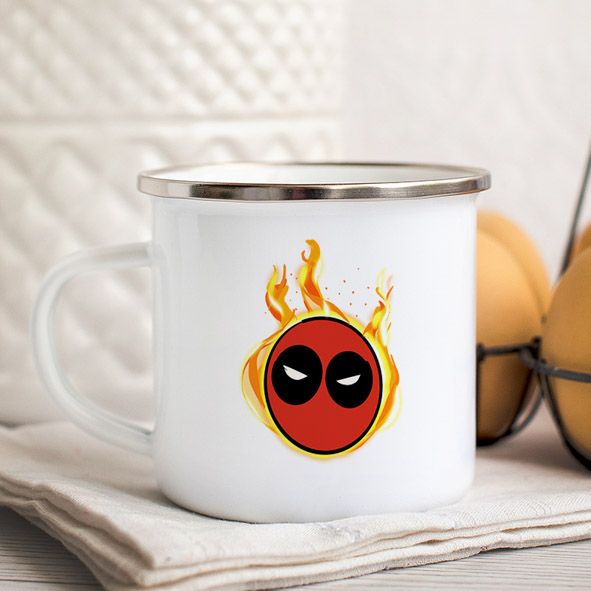 Mad Deadpool -  Κούπα Vintage Eμαγιέ - Λευκό