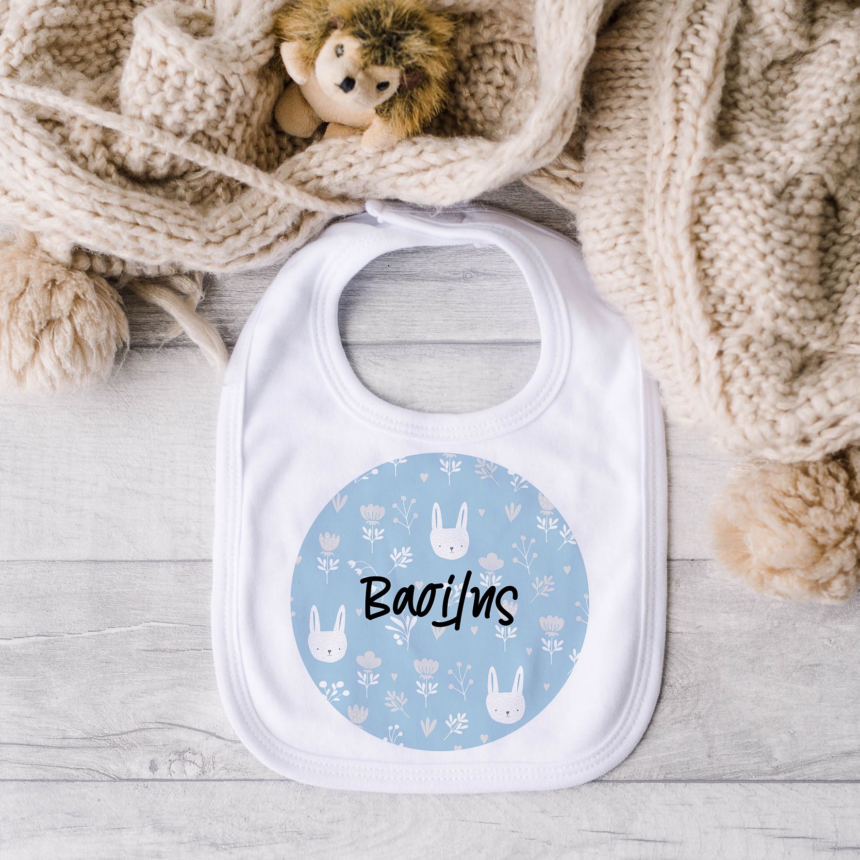 Μπλε Pattern Λαγουδάκι - Σαλιάρα