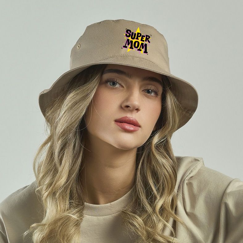 SUPER MOM - Καπέλο Bucket MemoryBox - Μπεζ