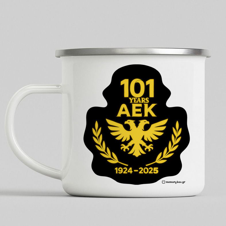 101 Years ΑΕΚ - Κούπα Vintage Eμαγιέ MemoryBox - Λευκό
