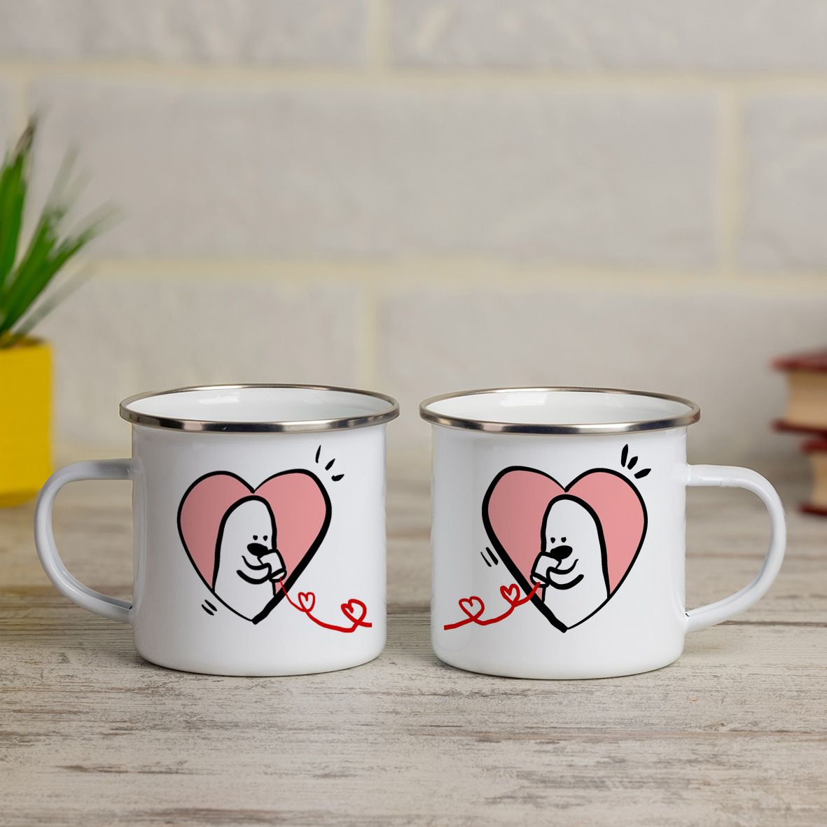 phonelove -  Κούπες Vintage Eμαγιέ - Λευκό