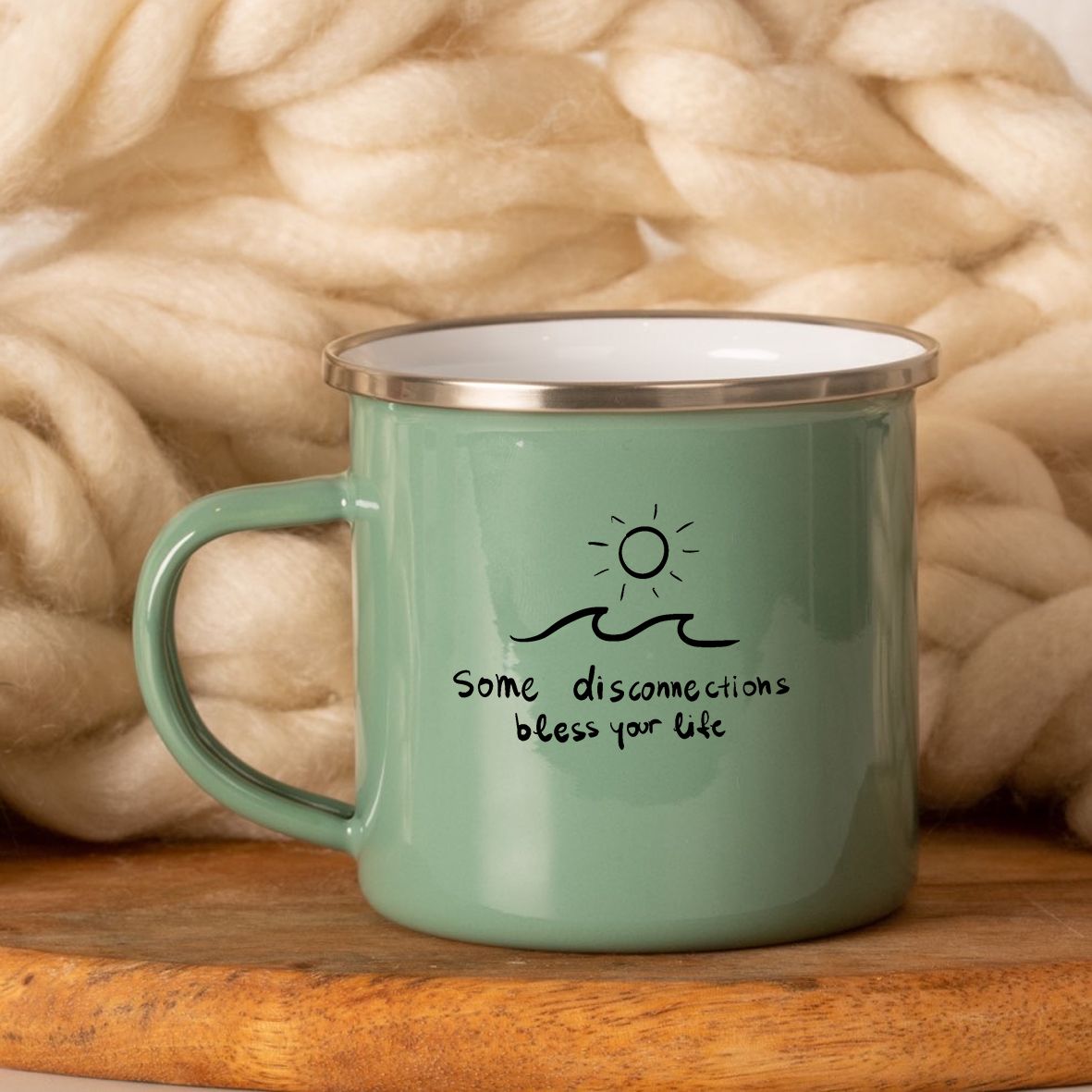 Bless Your Life - Κούπα Vintage Eμαγιέ - Μέντα