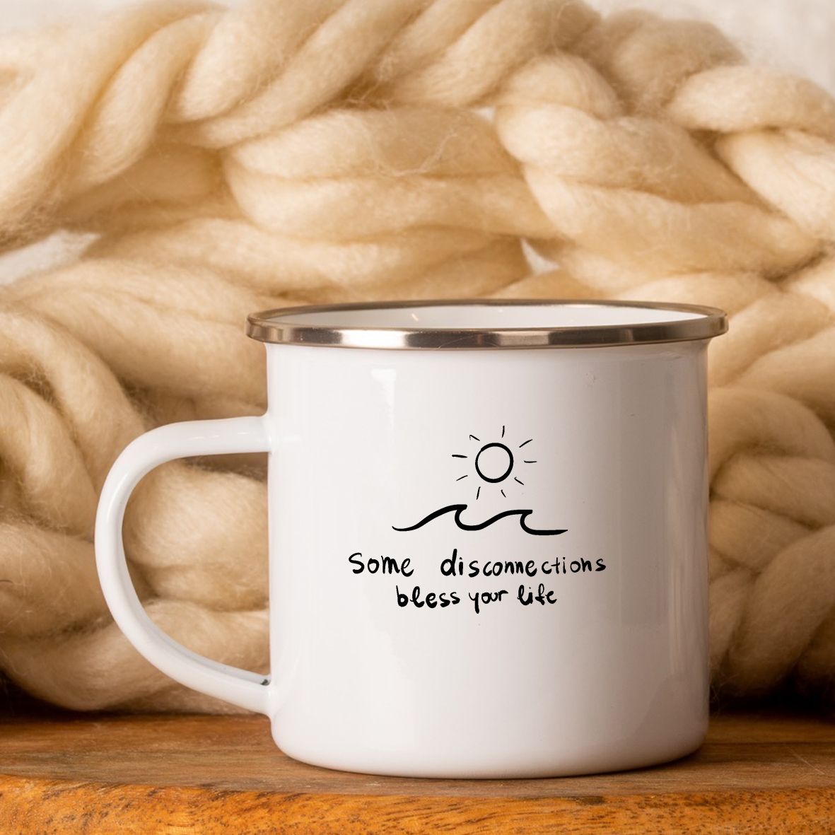 Bless Your Life - Κούπα Vintage Eμαγιέ - Λευκό