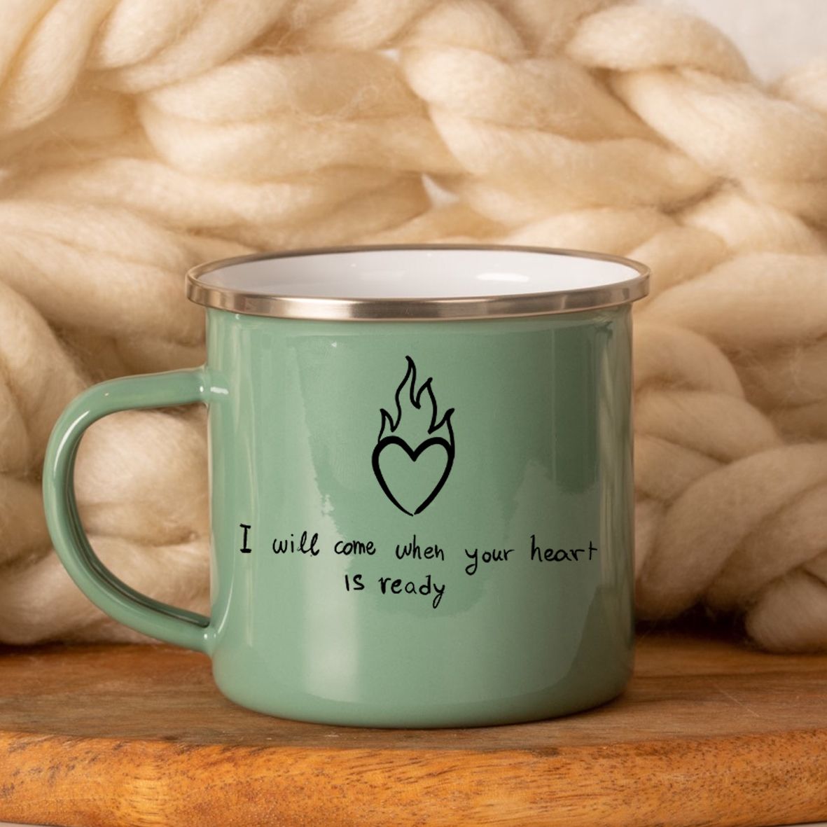 Ready Heart - Κούπα Vintage Eμαγιέ - Μέντα