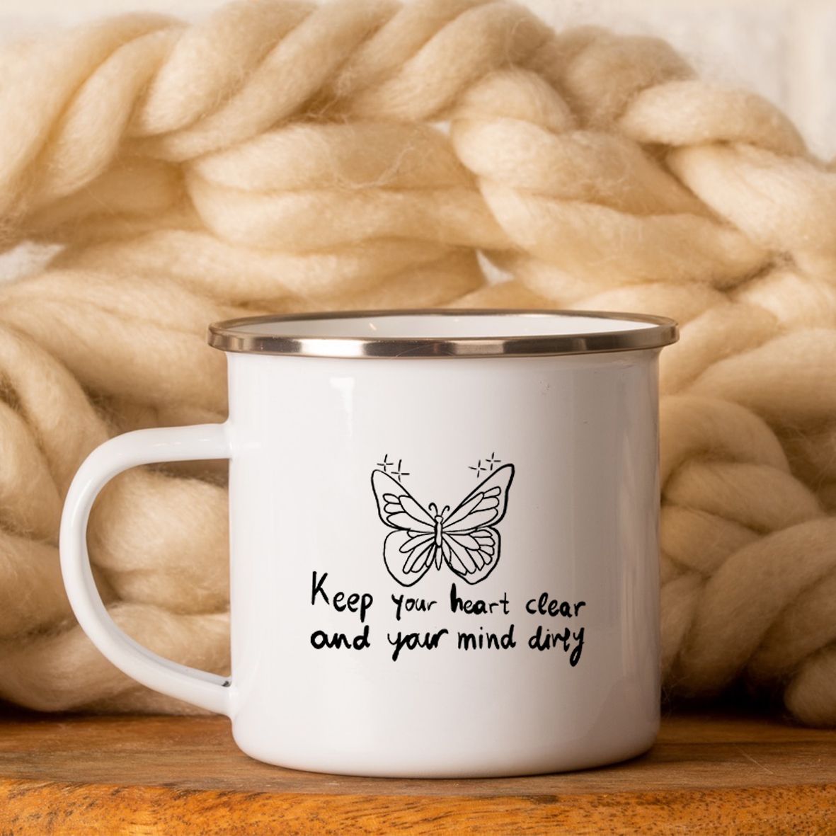 Dirty Mind - Κούπα Vintage Eμαγιέ - Λευκό