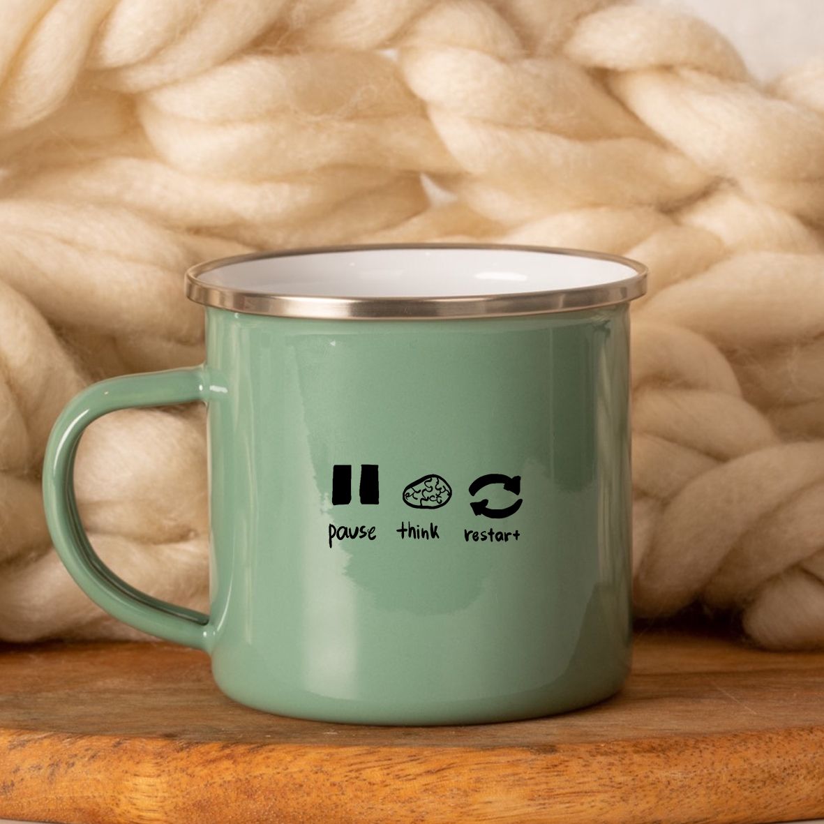 Think - Κούπα Vintage Eμαγιέ - Μέντα