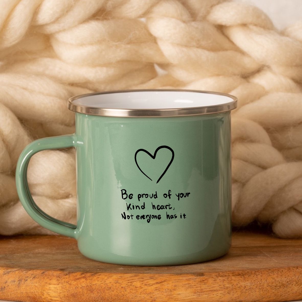 Kind Heart -  Κούπα Vintage Eμαγιέ - Μέντα
