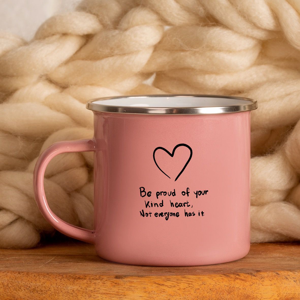 Kind Heart -  Κούπα Vintage Eμαγιέ - Ροζ
