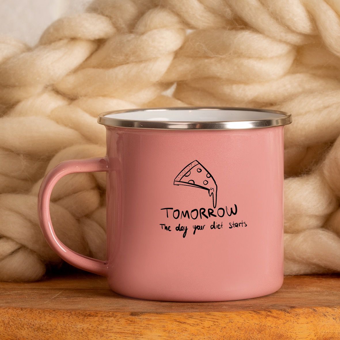 Diet - Κούπα Vintage Eμαγιέ - Ροζ