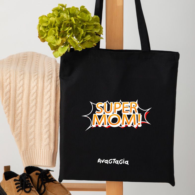 SUPER MOM II- Πάνινη τσάντα - Μαύρο