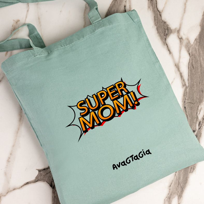 SUPER MOM II- Πάνινη τσάντα - Μέντα