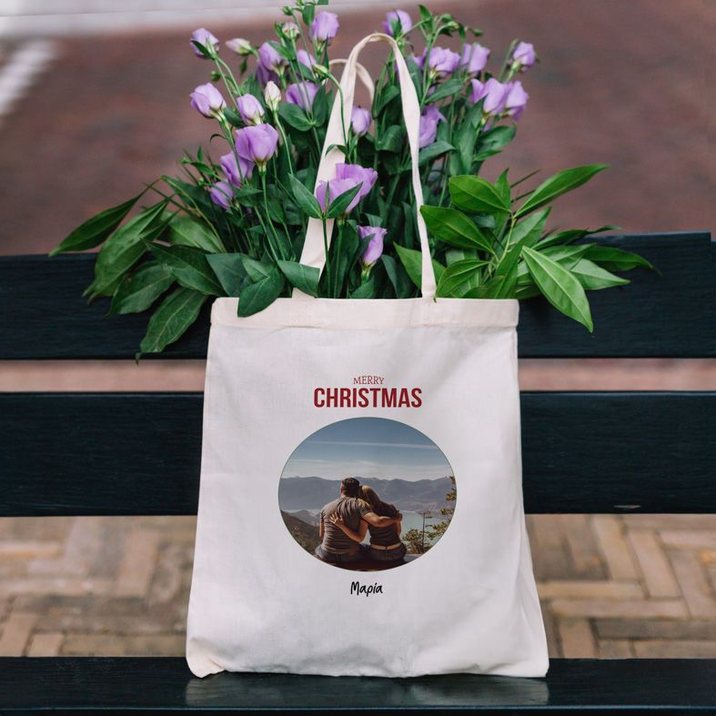 Merry Chrsitmas - Πάνινη τσάντα - Εκρού