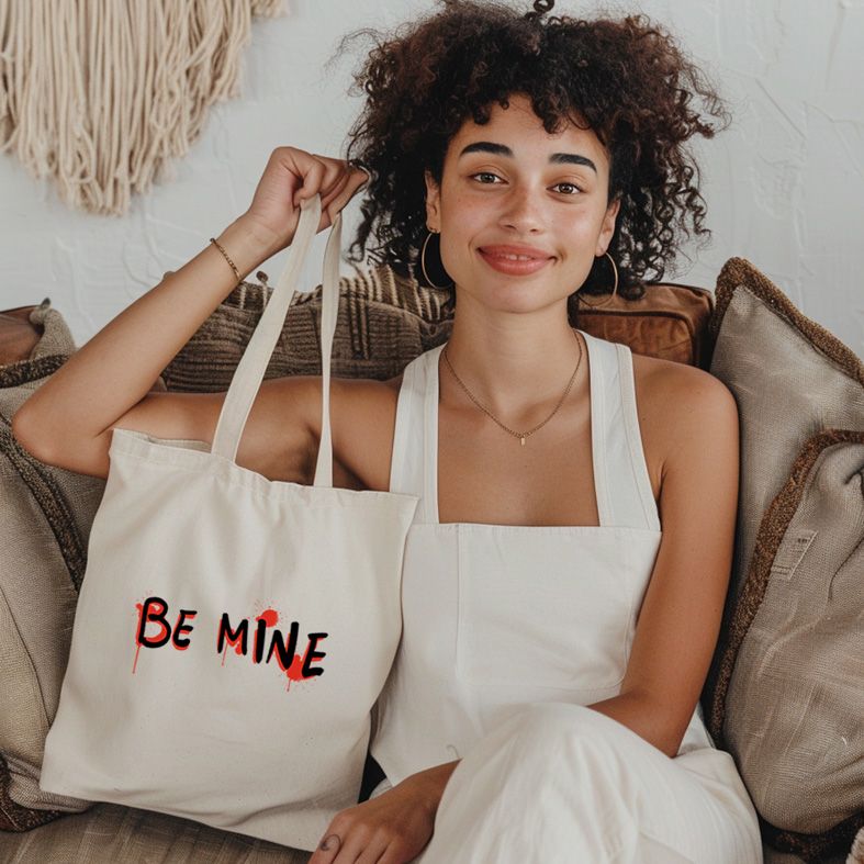 BE MINE  - Πάνινη τσάντα - Εκρού