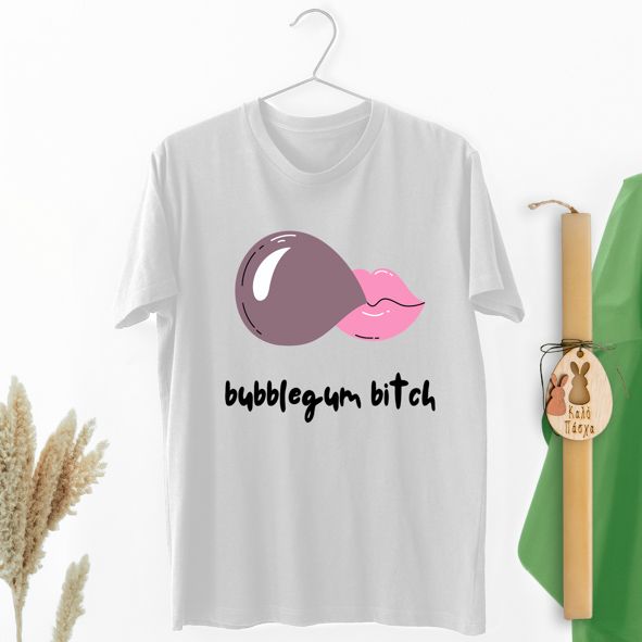 Bubblegum b*tch - Λαμπάδα Με Μπλούζα - Λευκό