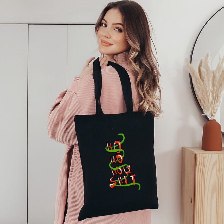 HO HOLY SH*T - Πάνινη τσάντα - Μαύρο