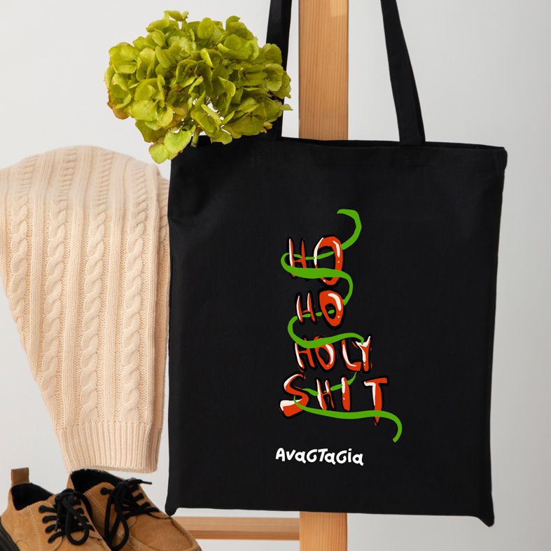 HO HOLY SH*T - Πάνινη τσάντα - Μαύρο