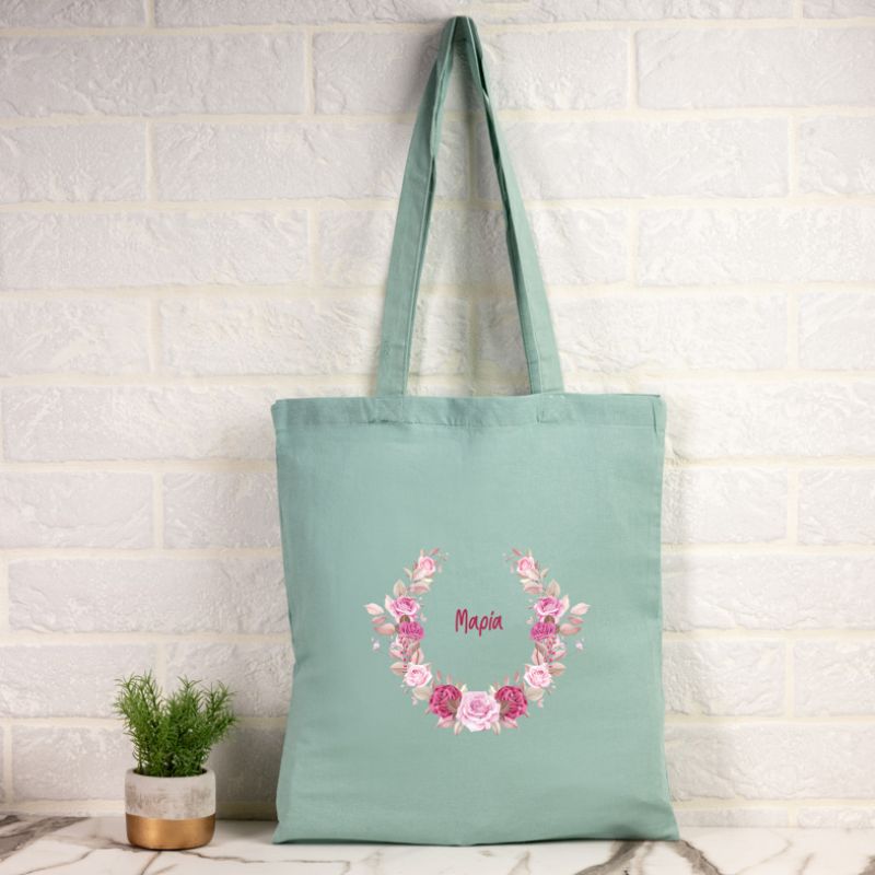 Στεφάνι Λουλουδίων - Πάνινη Τσάντα - Μέντα