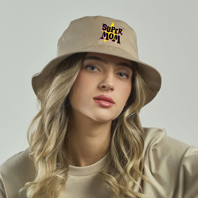 SUPER MOM - Καπέλο Bucket MemoryBox - Μπεζ