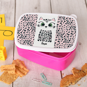 Δοχείο φαγητού σχολικό τάπερ lunchbox ροζ κοριτσίστικο για κορίτσια με γάτα γατούλα
