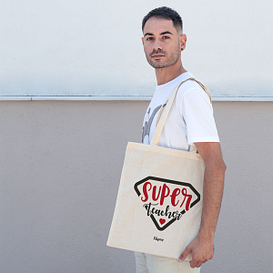 Πάνινη τσάντα tote bag super teacher δώρα για δασκάλα δώρο για δάσκαλο